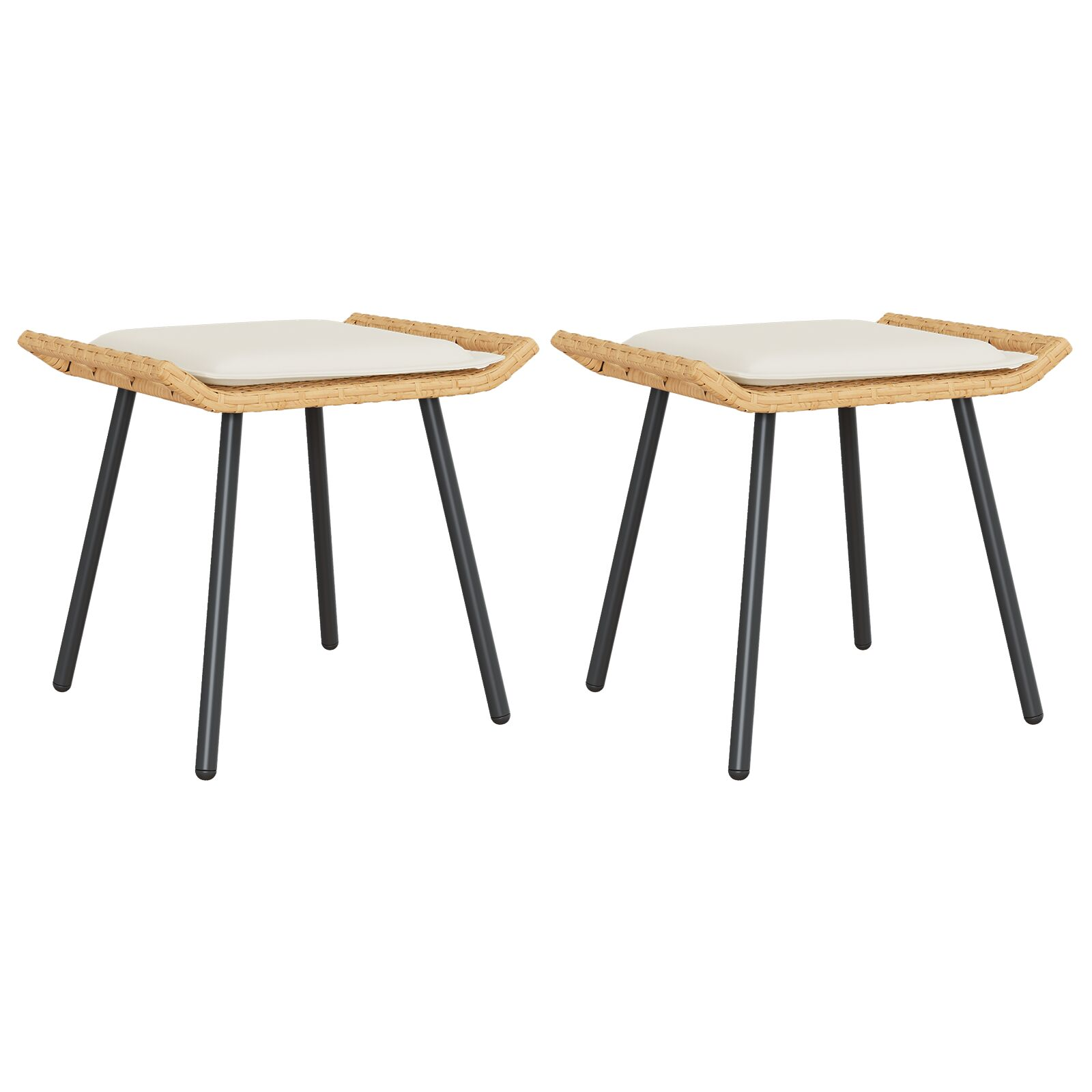 Kerti Zsámolyok 2 db Természetes 50x40x45 cm Polirattan (4108266)