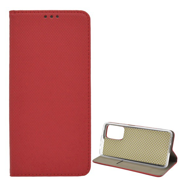 Tok álló, bőr hatású (FLIP, oldalra nyíló, asztali tartó funkció, rombusz minta) PIROS [Xiaomi Redmi Note 11 Pro]