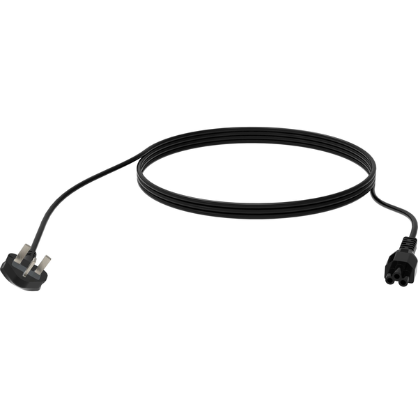 Kabel zasilający Vision VISION Professionelles, installationstaugliches Netzkabel, Kleeblatt auf UK-Stecker - 30 JAHRE GARANTIE - 250 V - 10 A - IEC 60320 C5 (Kleeblatt") auf UK-BS1363-Stecker - Aussendurchmesser 7,1 mm - 3 m - schwarz