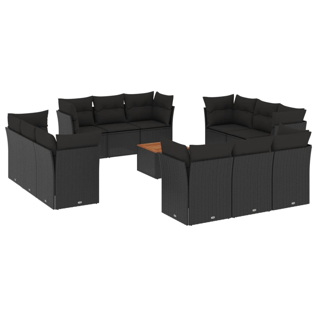 13 részes fekete polyrattan kerti ülőgarnitúra párnákkal (3223535)
