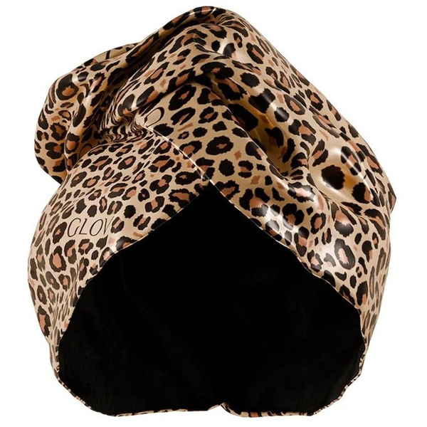 Glov Dwustronny turban do włosów z mikrofibry i wegańskiej satyny szybkie suszenie anti-frizz Cheetah