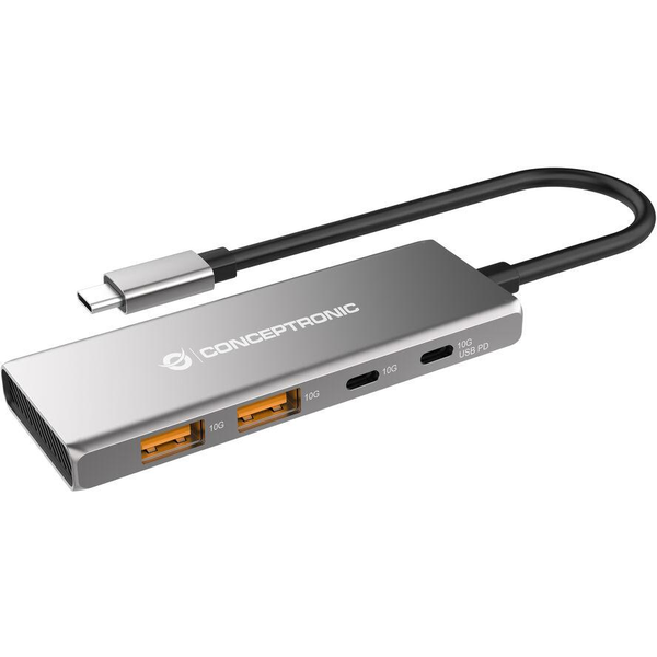 Conceptronic HUBBIES15G interface hub USB 3.2 Gen 2 (3.1 Gen 2) Type-C 10000 Mbit/s Grå