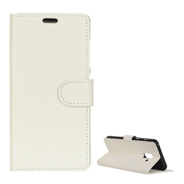 Tok álló, bőr hatású (FLIP, oldalra nyíló, asztali tartó funkció, prémium) FEHÉR [Samsung Galaxy A6+ (2018) SM-A605F] (5996457769414)