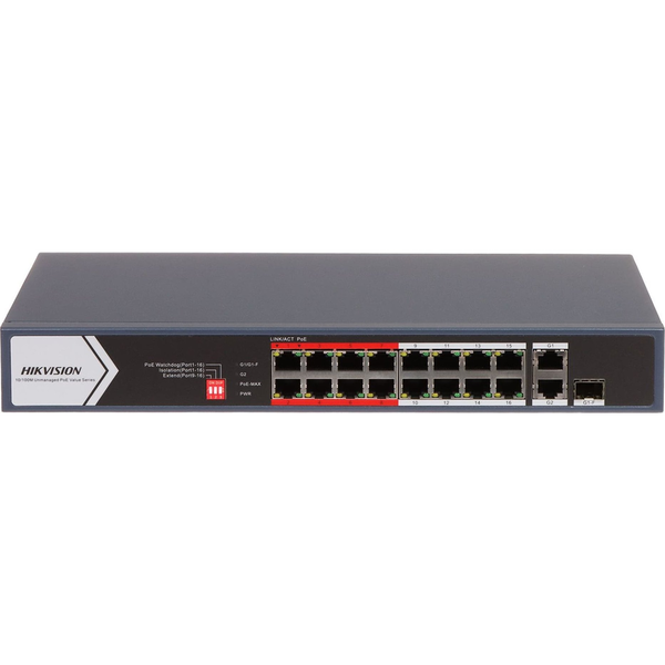 Hikvision DS-3E0318P-E/M(C) 16portový Switch 16xPoE + 2xUplink