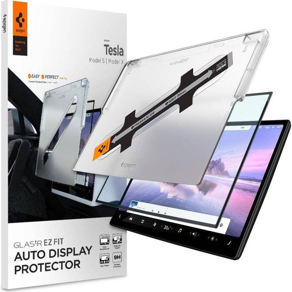 Spigen - Glas.Tr Ez-Fit - Tesla Model x 2022/Model S 2021 - Fekete, Kf2311900 (Spi002345)
