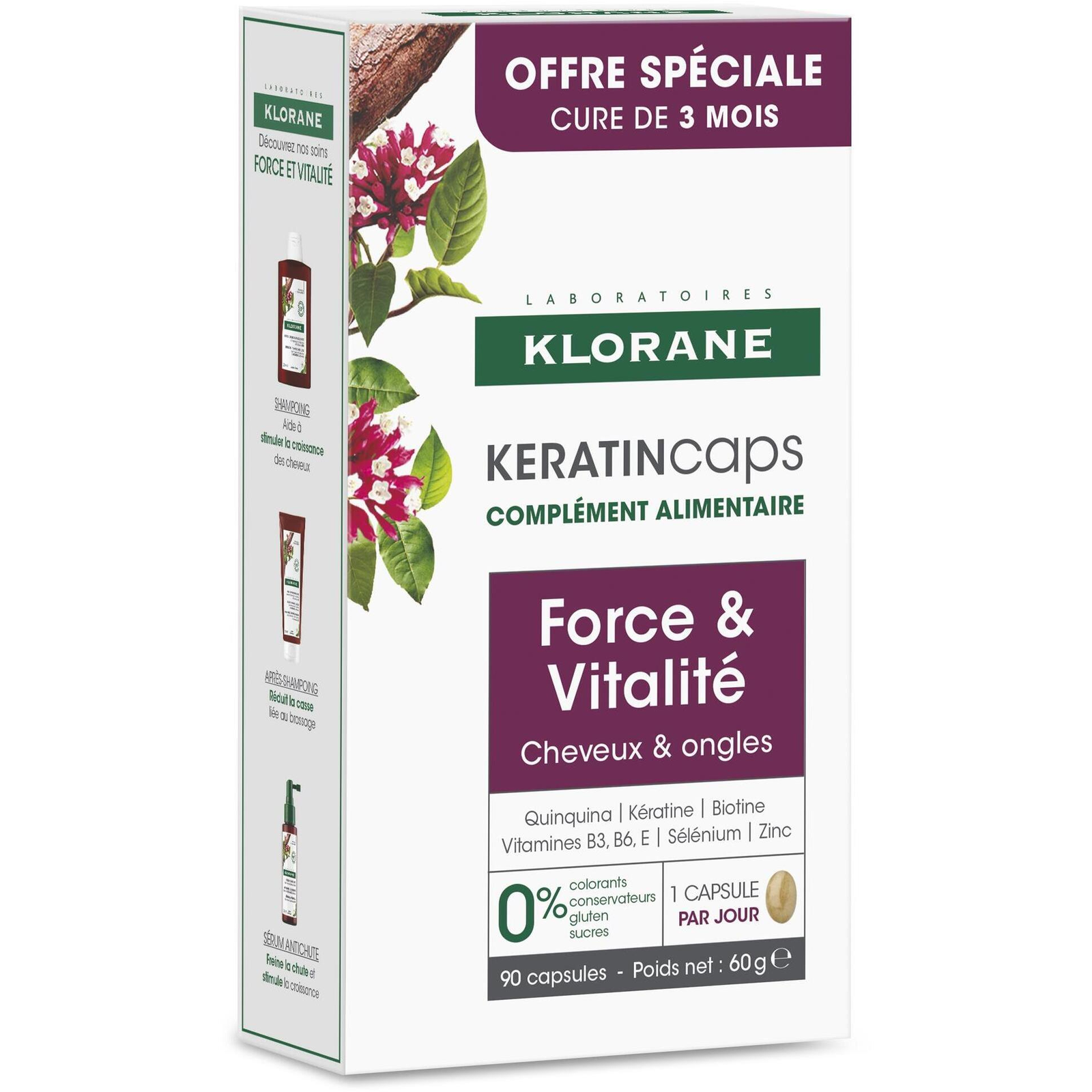 KLORANE Keratincaps Erő és Vitalitás 90 kapszula (3282770393033)