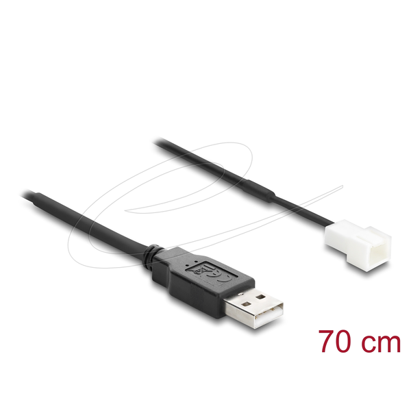 Delock Ventilátor kábel USB 2.0 A-típusú dugós csatlakozó- 3 pines ventilátor csatlakozó kábel 70 cm