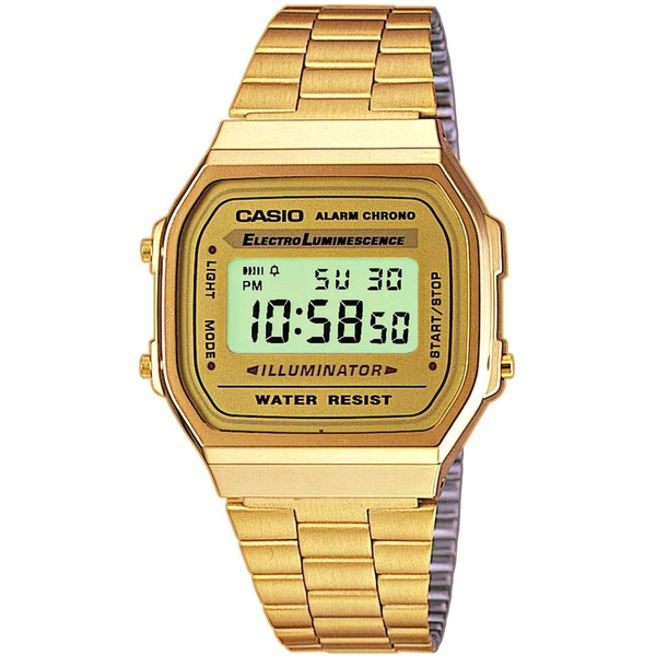Reloj De Pulsera Casio A168 Digital Para Unisex Color Dorado Correa Acero Inoxidable