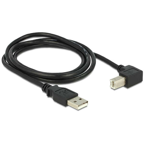 Delock USB2.0 kábel USB A dugó - USB B 90 dugó csatlakozókkal, 1m (83519)