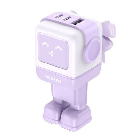 Ugreen Nexode RG 2xUSB-C + USB-A hálózati töltő (Robot GaN) 65W lila (35291) (ug35291)