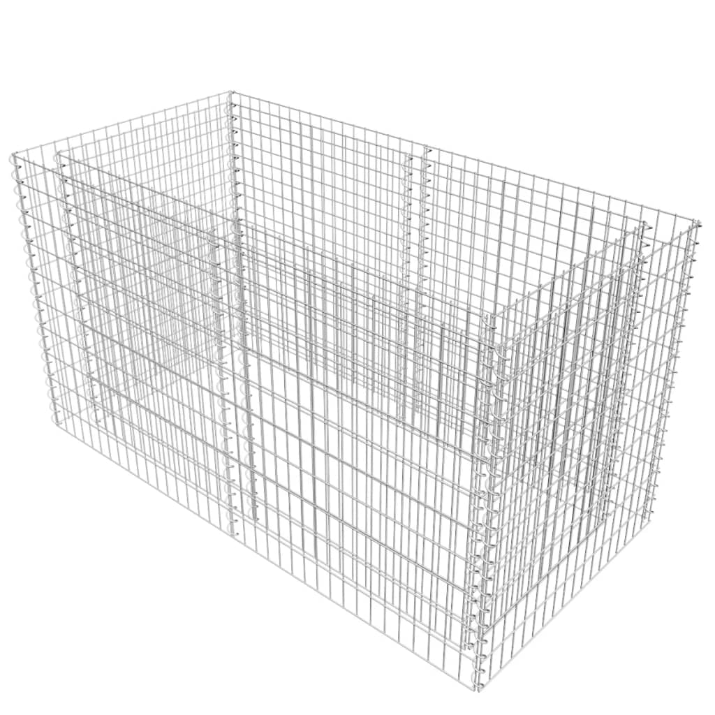 ezüstszínű acél gabion magaságyás 180 x 90 x 100 cm (142366)