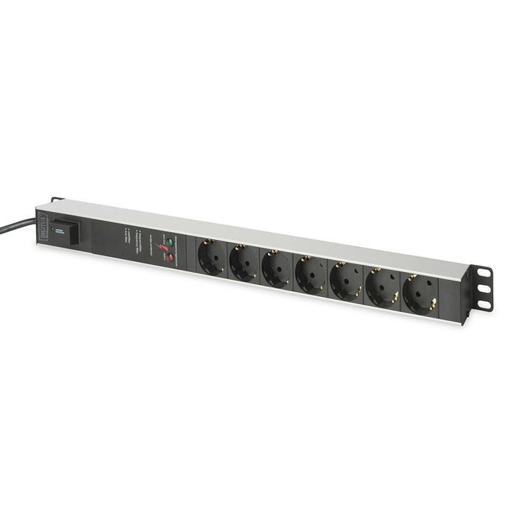Digitus hálózati elosztó 1U 7 schuko dugaljas aluminium (DN-95412) (DN-95412)