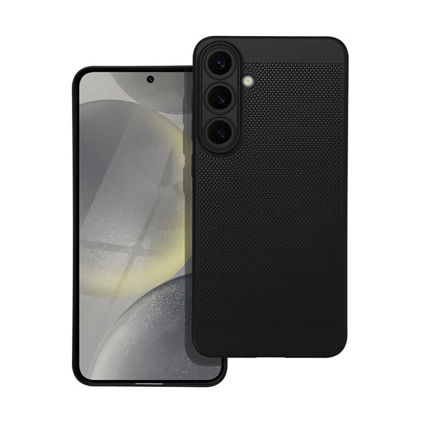 Samsung Galaxy S24 Plus SM-S926, Műanyag hátlap védőtok, légáteresztő, lyukacsos minta, Breezy, fekete (5903396234248)