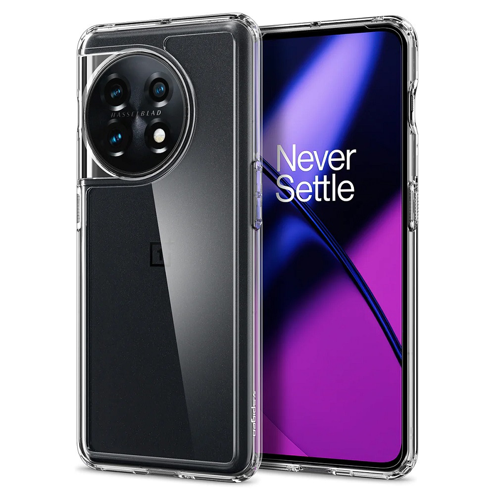 OnePlus 11, Műanyag hátlap védőtok + szilikon keret, Spigen Ultra Hybrid, átlátszó (8809896741910)