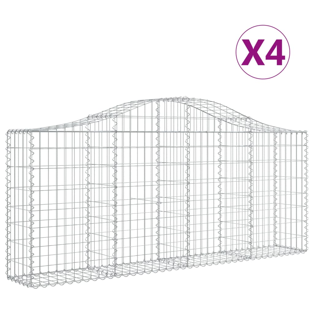 4 db íves horganyzott vas gabion kosár 200x30x80/100 cm (3145411)