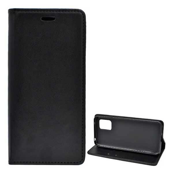 Tok álló, bőr hatású (FLIP, oldalra nyíló, asztali tartó funkció) FEKETE [Xiaomi Mi 10 Lite 5G] (5996457981526)