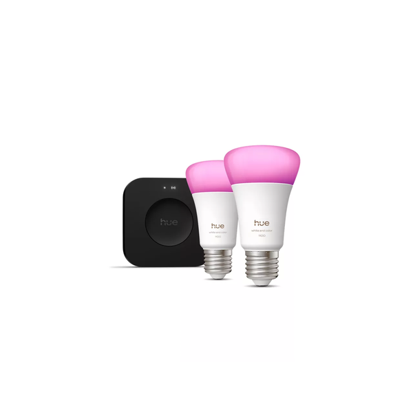 2x E27 8.1W 1100lm RGB SMART LED Izzó + Bridge PRO Philips HUE