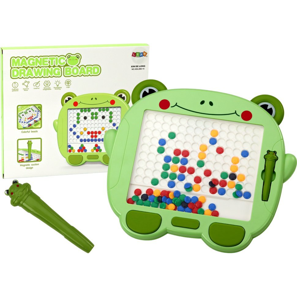 Lean Toys Mágneses Oktatási Tábla Béka Tollpárna Zöld Gyöngyökkel