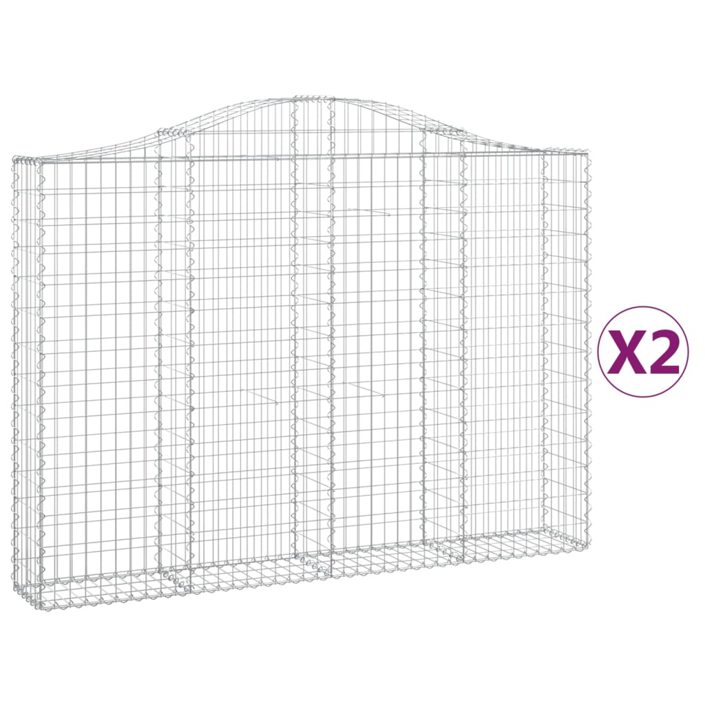 2 db íves horganyzott vas gabion kosár 200x30x140/160 cm (3145472)