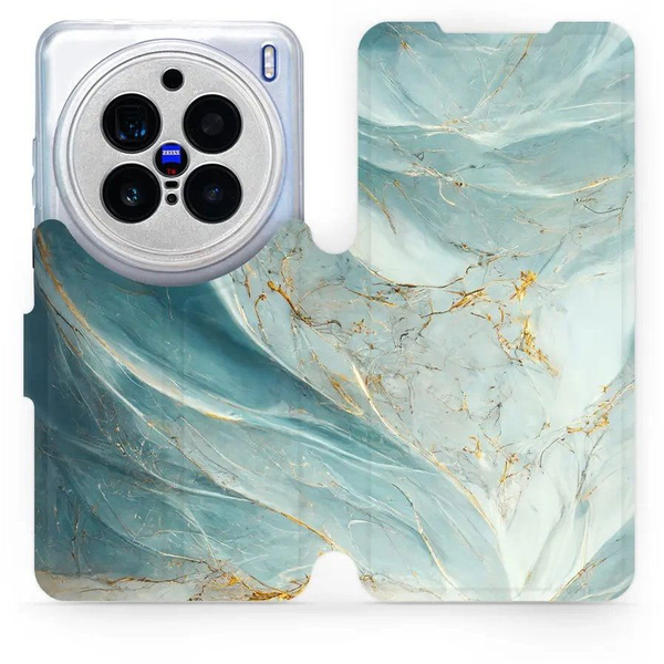 Mobiwear Flip Vivo X200 Pro zöldes márvány tok