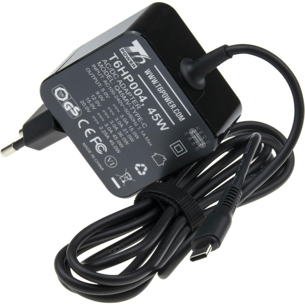 T6 laptop hálózati adapter USB-C, 45W