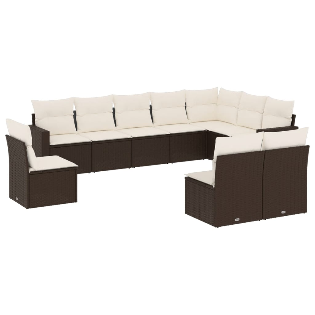 10 részes barna polyrattan kerti ülőgarnitúra párnákkal (3219103)