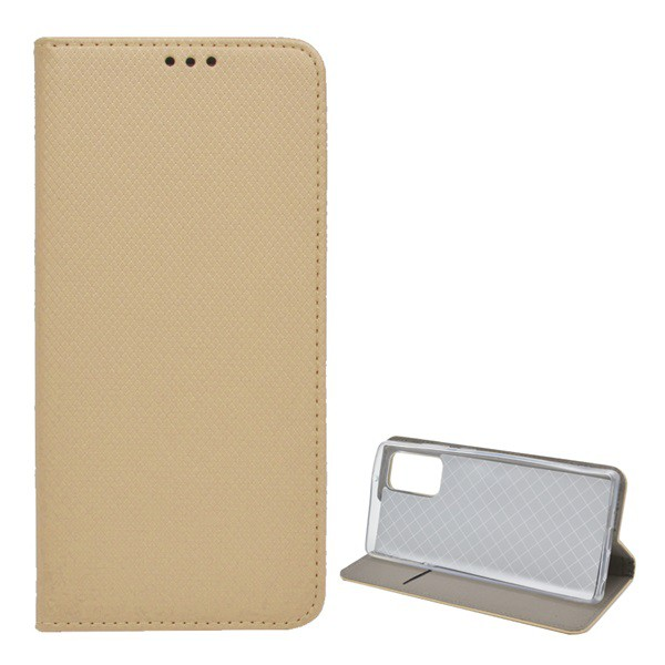 Tok álló, bőr hatású (FLIP, oldalra nyíló, asztali tartó funkció, rombusz minta) ARANY [Samsung Galaxy Note 20 5G (SM-N981F)] (5996457987719)