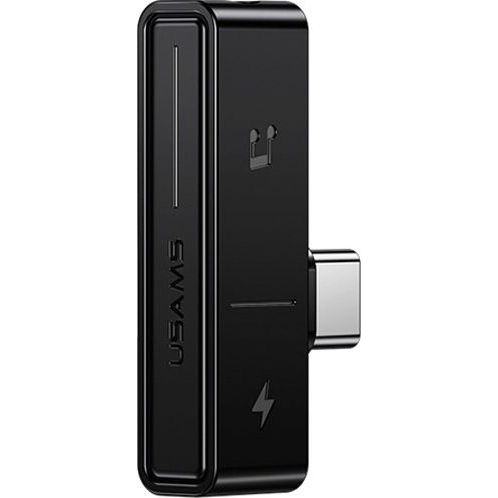 USAMS 2in1 USB-C apa - USB-C anya + 3.5mm jack anya töltő és fülhallgató adapter