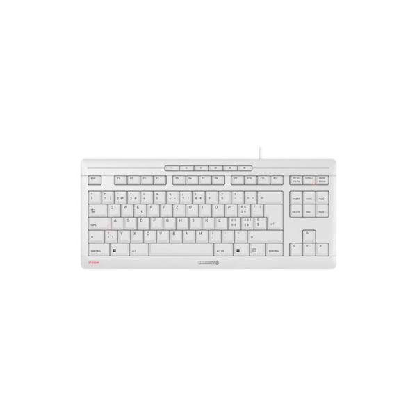 CHERRY STREAM KEYBOARD TKL tastatur Universel USB QWERTZ Schweizisk Hvid