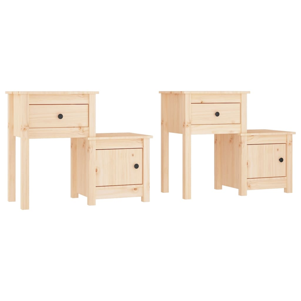 2 darab tömör fenyőfa éjjeliszekrény 79,5 x 38 x 65,5 cm (814540)
