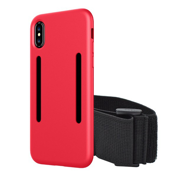 Szilikon telefonvédő (közepesen ütésálló + karpánt) PIROS [Apple iPhone XS 5.8] (5996457264360)