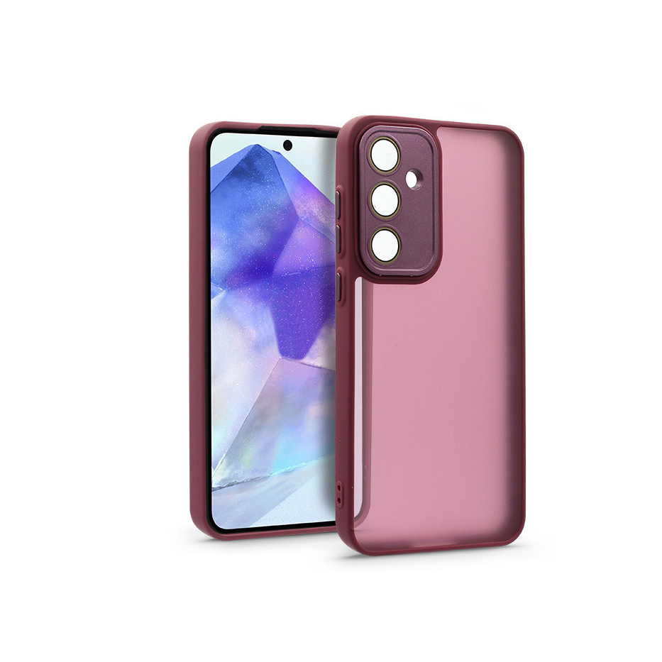 Samsung SM-A556 Galaxy A55 hátlap kameravédő peremmel, lencsevédő üveggel - Variete - bíbor (HF268120)