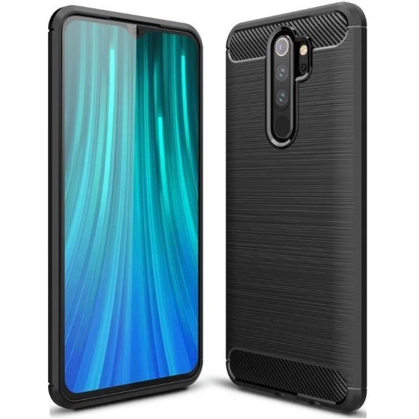 Samsung Galaxy M20 SM-M205F, TPU szilikon tok, közepesen ütésálló, szálcsiszolt, karbon minta, fekete (77977)