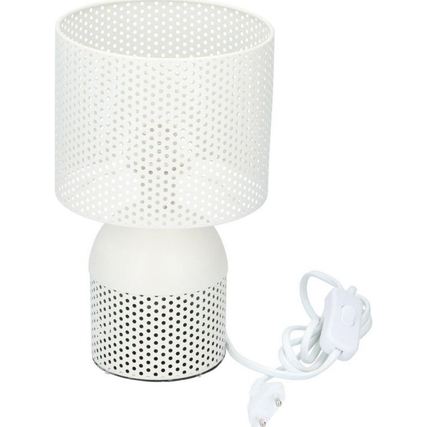 Lámpara De Mesa Grundig Pantalla Perforada E27 40w 200lm Blanco Ø15x25 Cm