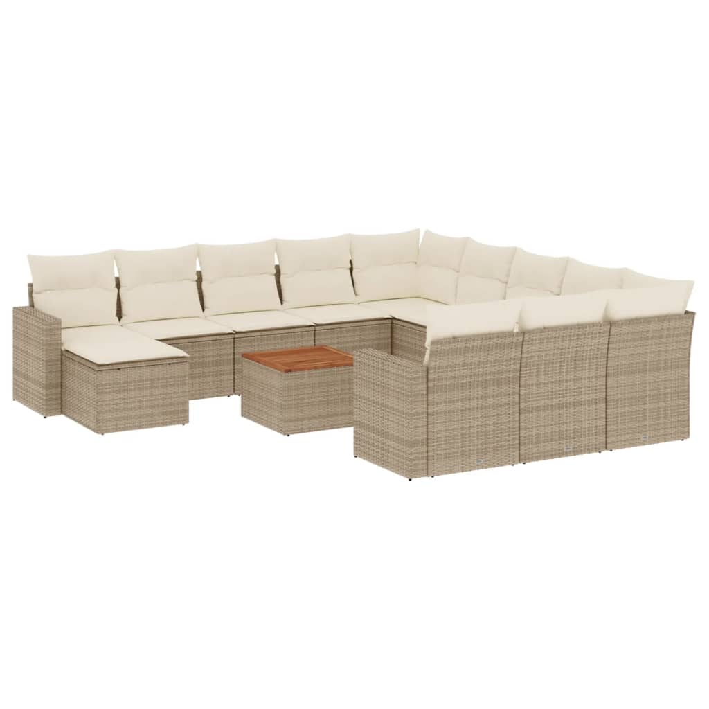 13 részes bézs polyrattan kerti ülőgarnitúra párnákkal (3256758)