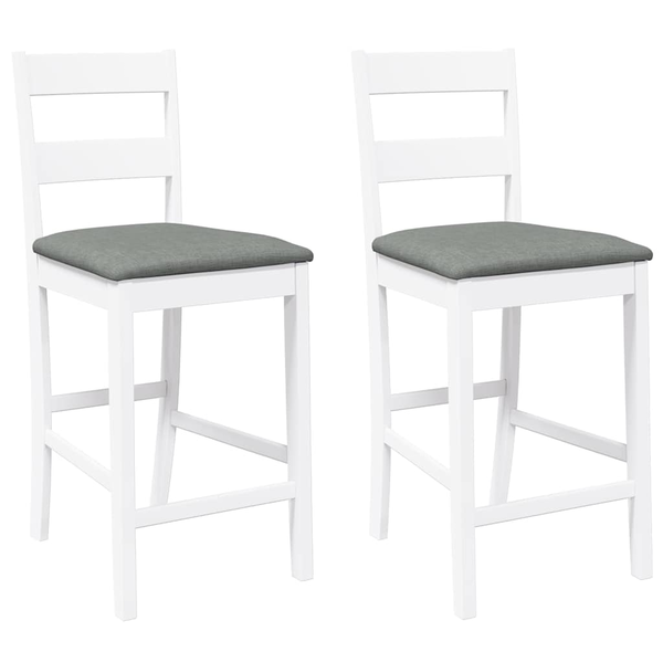 2 db fehér tömörfa gumiból bárszékek párnákkal