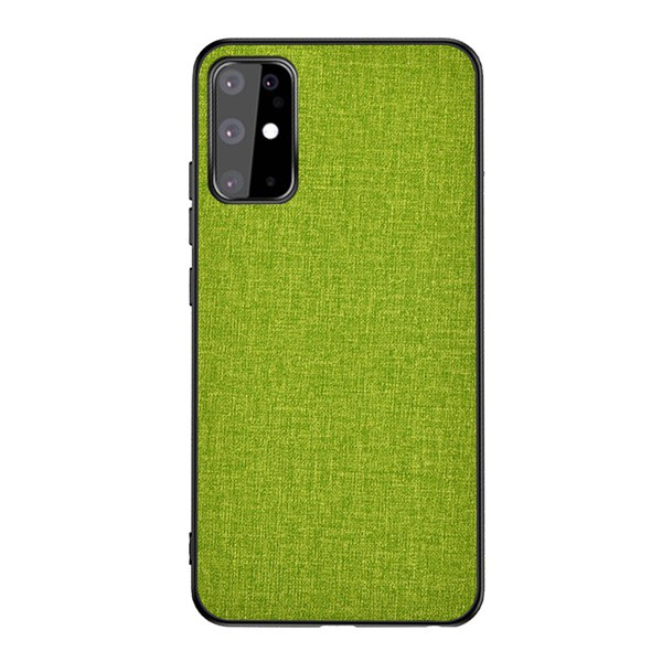 Műanyag telefonvédő (közepesen ütésálló, szilikon keret, textil hátlap) ZÖLD [Samsung Galaxy S20 5G (SM-G981U)] (5996457967315)