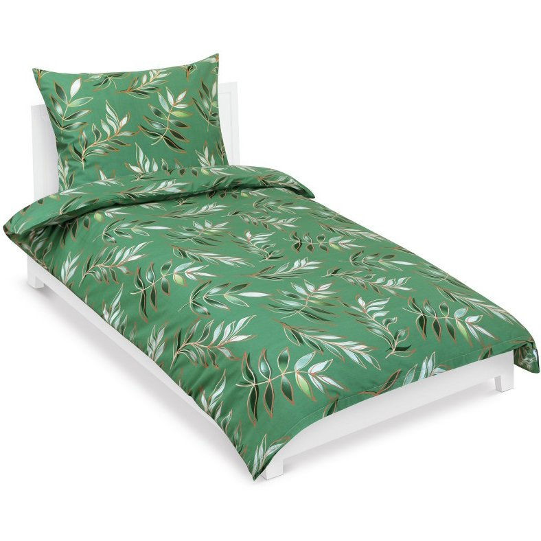 Bellatex Linen cotton 90/646 leaves green 140 × 200 cm, 70 × 90 cm (12336)