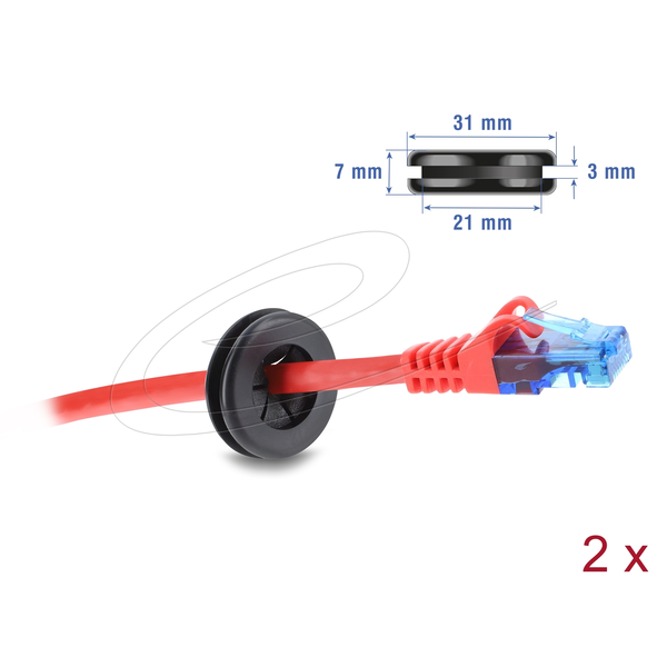 DELOCK Gummi Kabeldurchführung rund 25 mm Durchm. Schwarz
