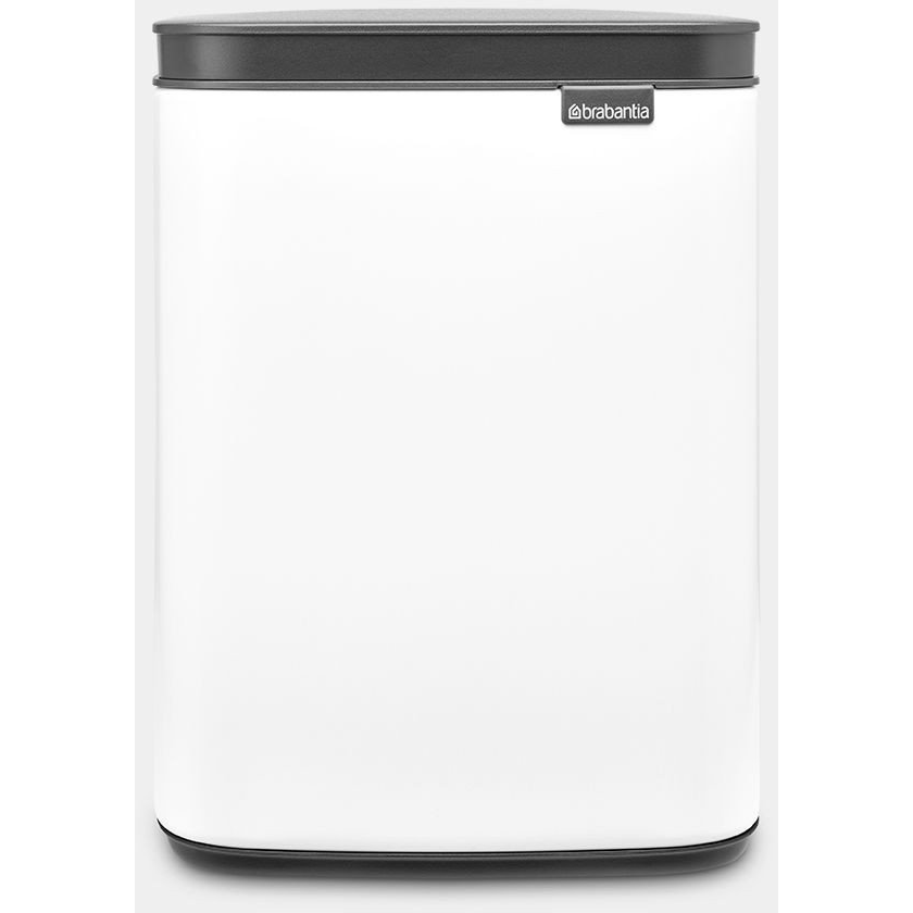 Brabantia Bo Waste Bin hulladékgyűjtő felnyitható, Soft-Close fedéllel, fali/álló, műanyag tartály, 4L - A méret, acél, fehér - 222344 (8710755222344)