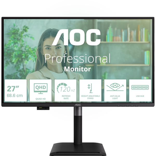 AOC Q27P4U computerskærm 68,6 cm (27") 2560 x 1440 pixel Wide Quad HD Sort