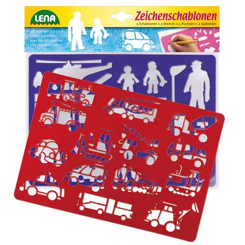 Simm Spielwaren Stencils Vehicles & People Viacfarebný Plast Umelecká šablóna