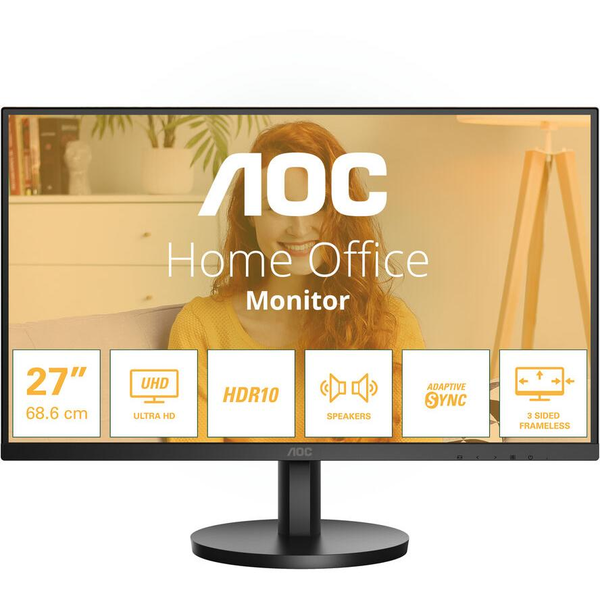 AOC B3 U27B3A компютърен монитор 68,6 см (27") 3840 x 2160 пиксела 4K Ultra HD LCD Черен