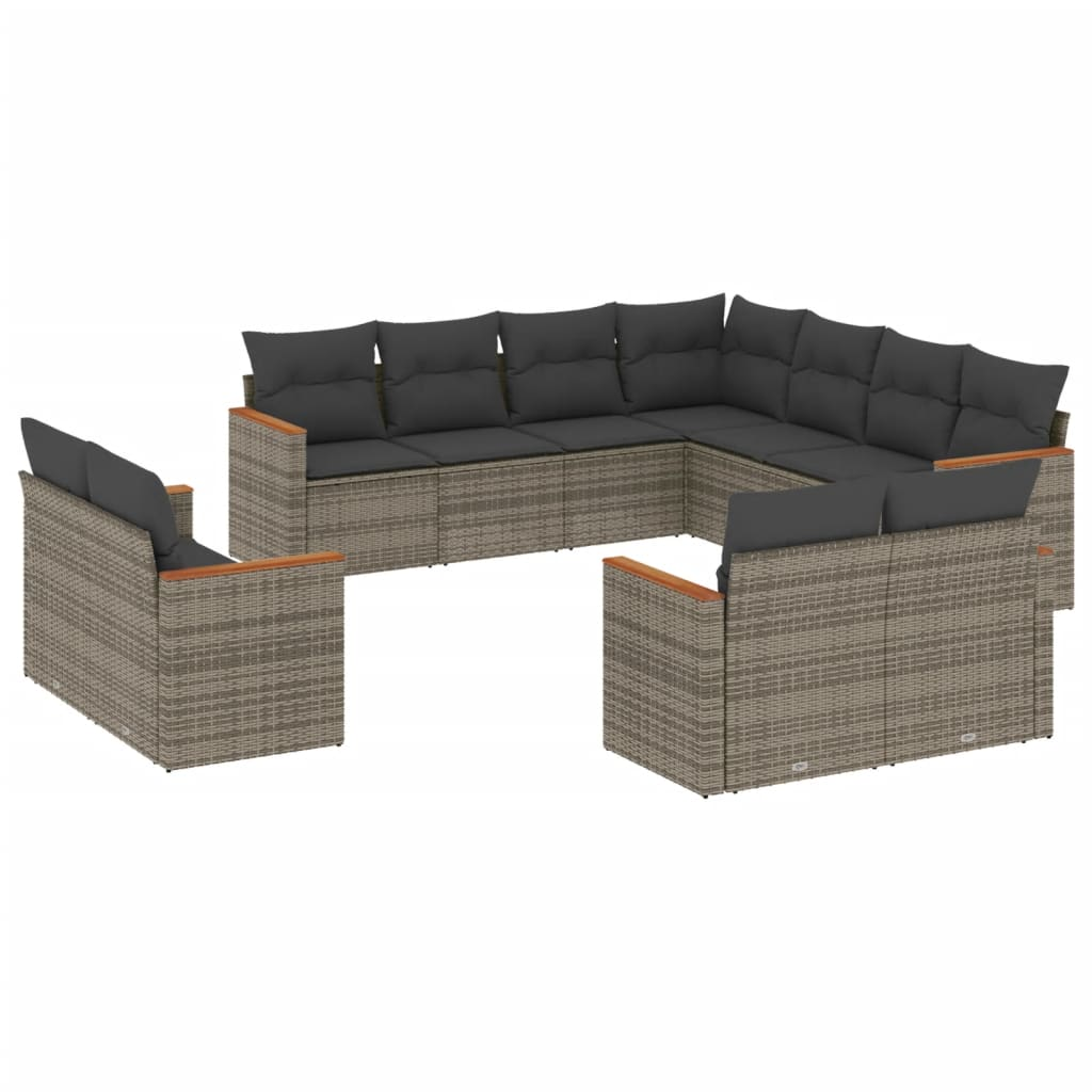 11 részes szürke polyrattan kerti ülőgarnitúra párnákkal (3258903)