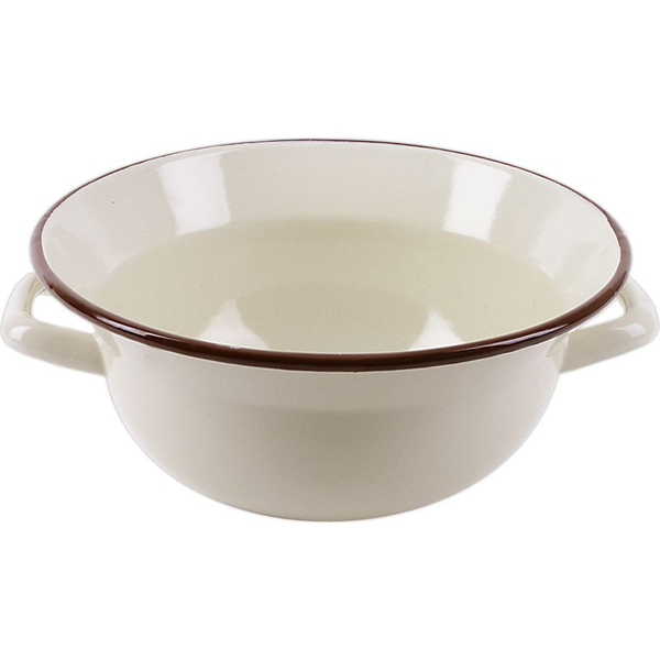 Retro/vintage stílusú, bézs színű zománcozott tál, 26 cm