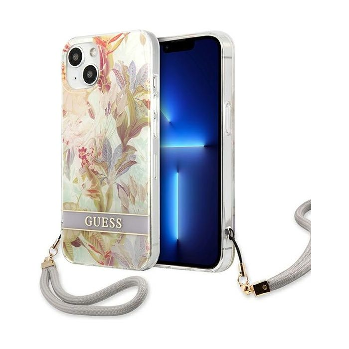 Guess Flower Cord Apple iPhone 13 mini Tok - Fehér/Mintás (GUHCP13SHFLSU)