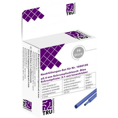 TRU COMPONENTS T1807CA007B Zsugorcső ragasztóval Kék 2.40 mm Zsugorodási arány:2:1 70 db (T1807CA007B)
