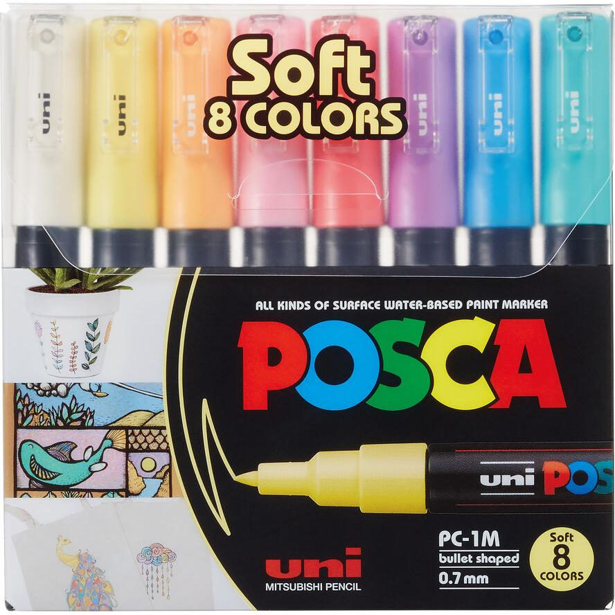 Uni POSCA PC-1M (angol) pasztell 8db-os marker készlet (186724)