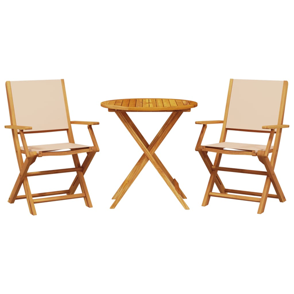 Juego De Bistro De 3 Piezas Tela Y Madera Maciza Bej Vidaxl
