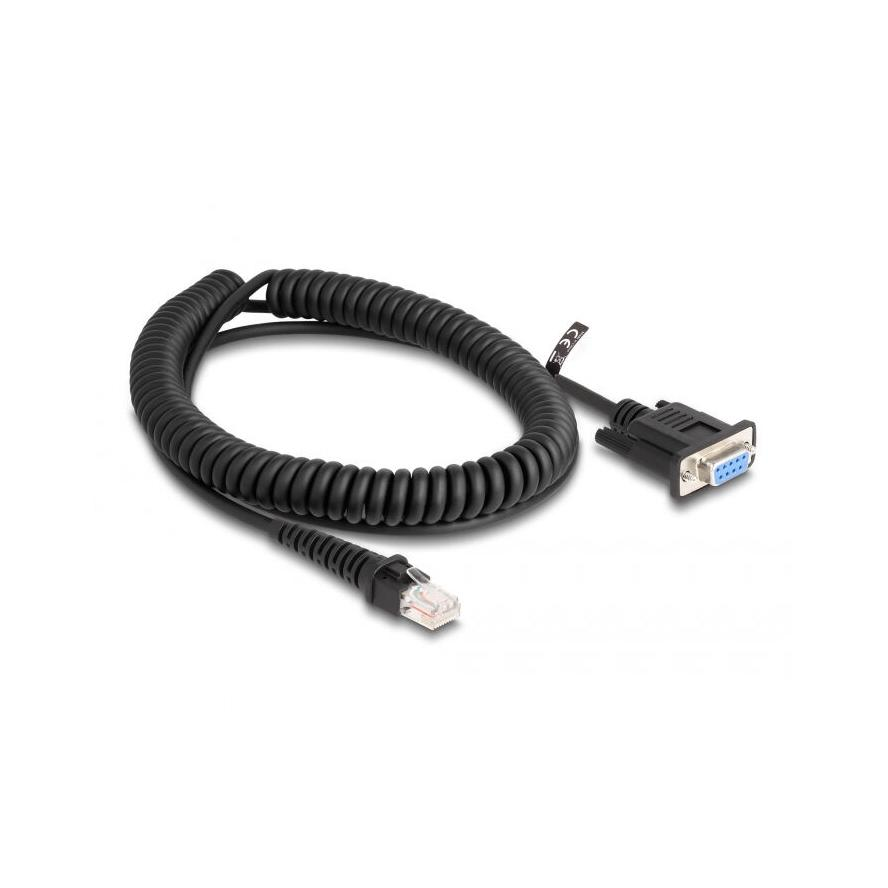 Delock D-Sub 9pin -> RJ50 F/M adatkábel 1.5m fekete tekercselt (87996)